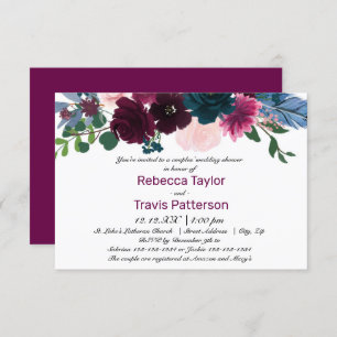 Convite Plum Floral Blooms Plum - Chá de casamento 3x5 Cas
