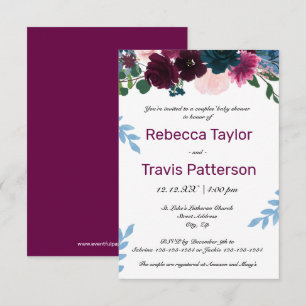 Convite Plum Floral Blooms Plum - Chá de fraldas 3x5 Casa