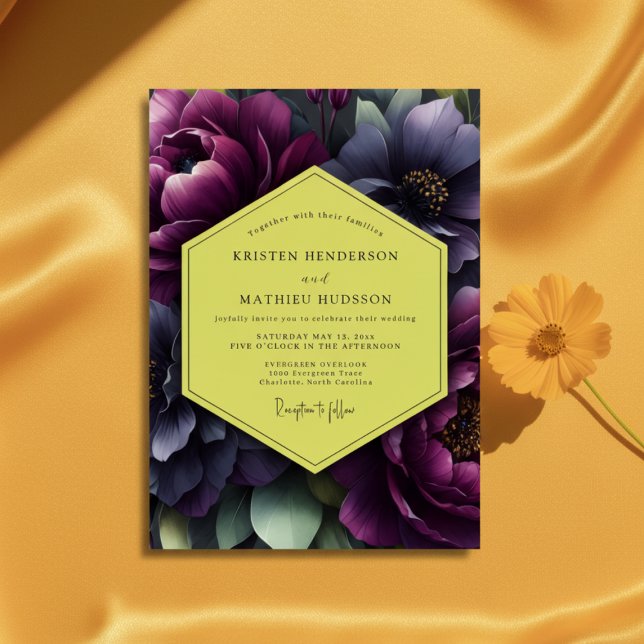 Convite Plum Floral Opulence Wedding (Criador carregado)