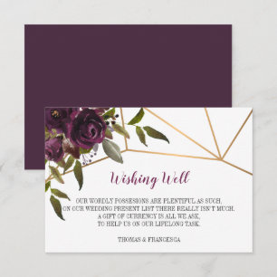 Convite Plum Floral Plum Faux Dourado - Placa de poço geo