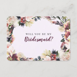 Convite Plum Floral Você Será Minha Proposta De Bridesmaid