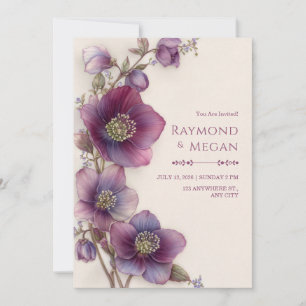 Convite Plum Magenta Hellebore Jardim Botânico Casamento F