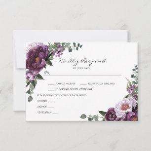 Convite Plum Peonies RSVP Insert Card