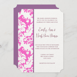 Convite Plum & Pink Damask Wedding Invitations