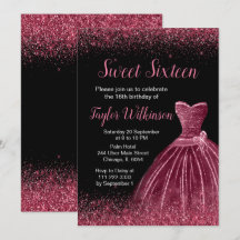 Plum Purple Dress Faux Glitter Sweet 16 Aniversári
