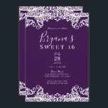Convite Plum Purple e Dourado Lace Elegante Sweet 16 Party<br><div class="desc">Personalizar para qualquer evento</div>