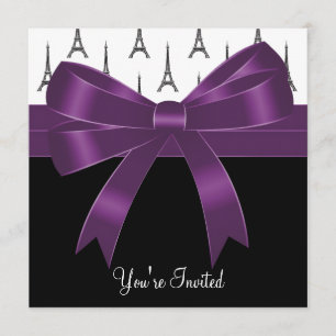 Convite Plum Purple Tower Party Paris Eiffel