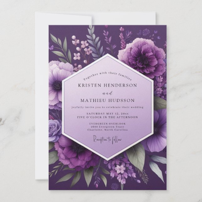 Convite Plum Shadow Bloom Wedding (Frente)