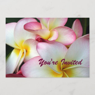 Convite Plumeria Branca e Rosa