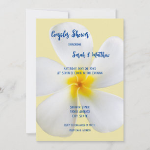 Convite Plumeria Branca em Chá Amarelo, Floral, Casais