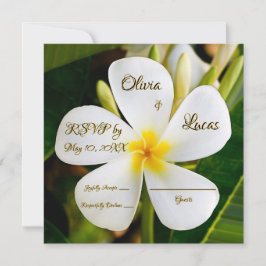 Convite Plumeria Branca Tropical - Novos Começos - RSVP