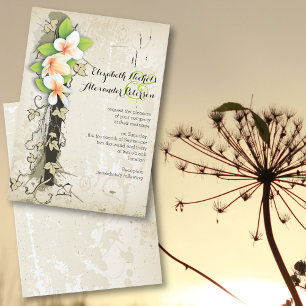 Convite Plumeria do vintage e casamento bege feito sob