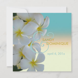 Convite Plumeria Lei casamento tropical