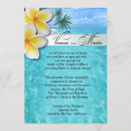 Convite Plumeria Starfish Beach Hawaiian Wedding