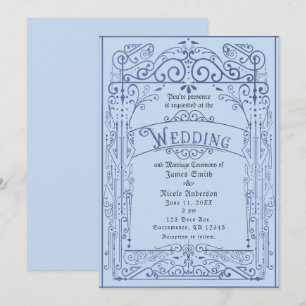 Convite Pó Azul Branco Vintage Decoração Casamento Vitoria
