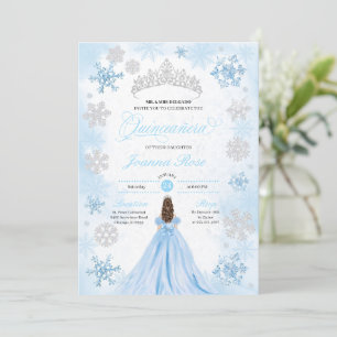 Convite Pó Blue Winter Wonderland Quinceanera