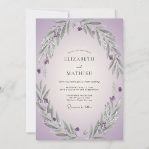 Convite Pó de Folhagem de Lavanda Casamento de Eucalipto
