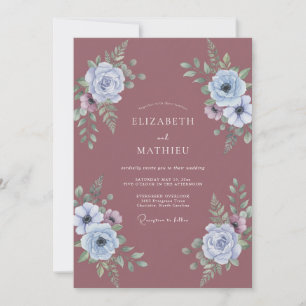 Convite Pó de Periwinkle Flor de Argila Casamento