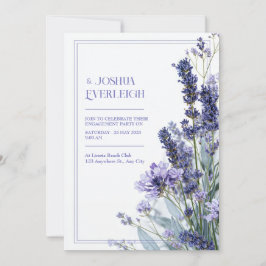 Convite Pó Rosa Lavanda Azul Esboço Moldura Floral Casamen