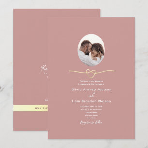 Convite Pó Rosa Romântico Código QR Foto Casamento