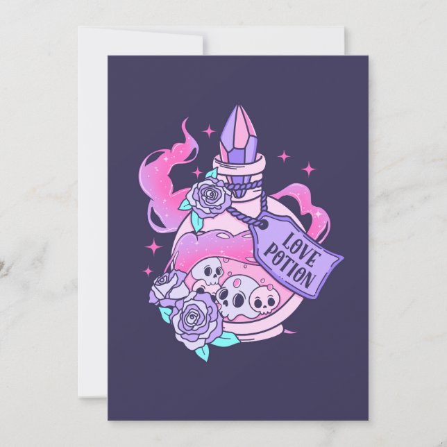Convite Poção de Amor Frasco de Poção de Halloween Rosa-Ro (Frente)