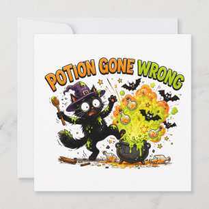 Convite Poção deu errado Gato engraçado de Halloween