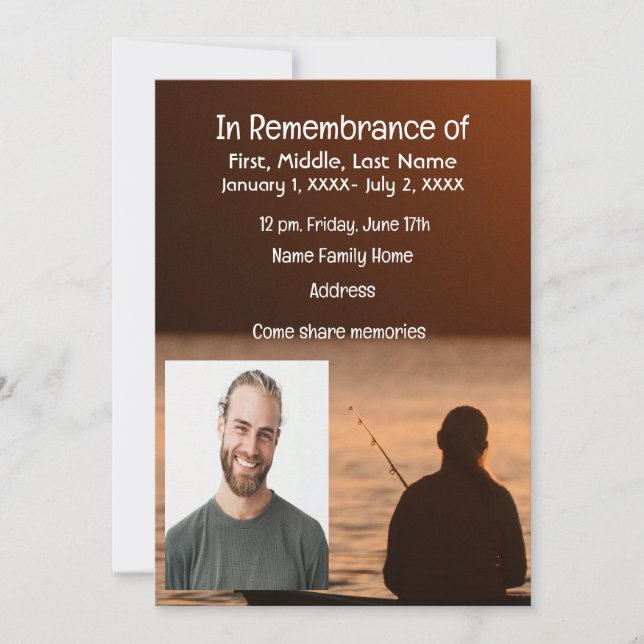 Convite Pocket Card Ocean Fly Fisheries Pescador Memorial (Frente)