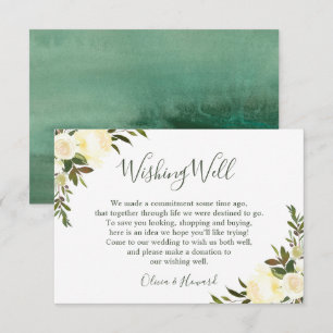 Convite Poço de Desejos de Casamento Floral Aquarela Verde