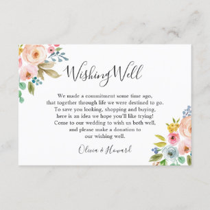 Convite Poço de Desejos de Casamento Floral em Aquarela Pa