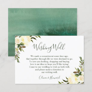 Convite Poço de Desejos Floral Aquarela Verde Folhagem par