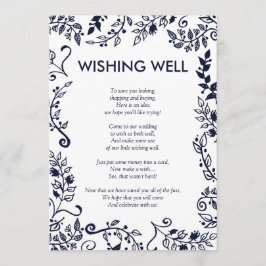 Convite Poço de Desejos Floral Azul Marinho e Branco Elega