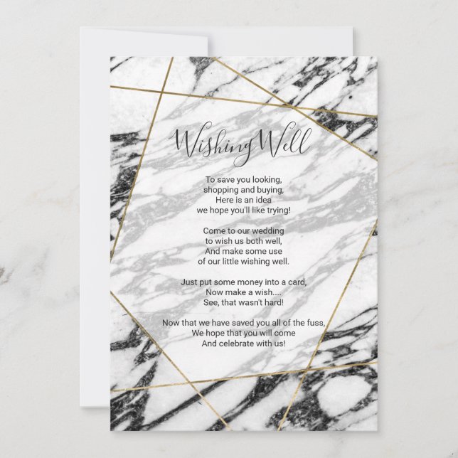 Convite Poço de Desejos Geométrico Moderno em Mármore Dour (Frente)