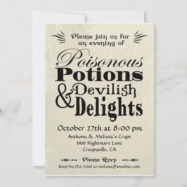 Convite Poções venenosas (Frente)