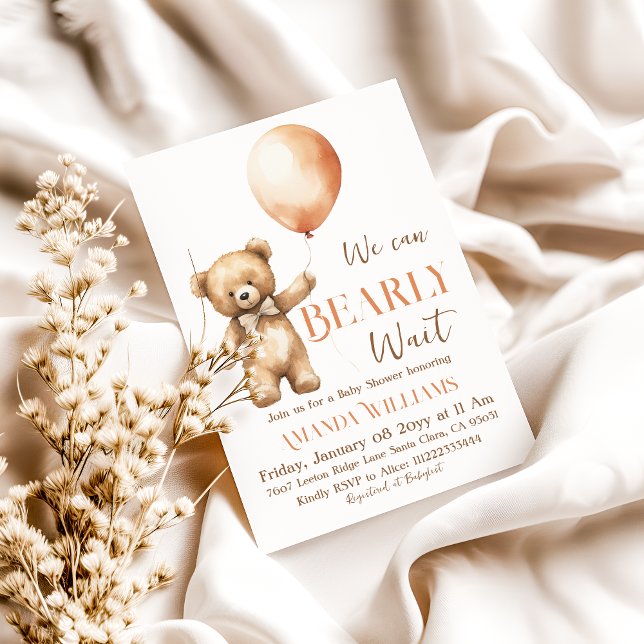 Convite Podemos Aguardar O Chá de fraldas Do Urso De Aquar (Criador carregado)