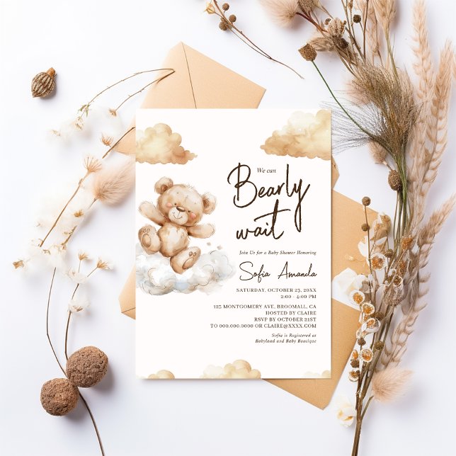 Convite Podemos Ampliar o Chá de fraldas de Nuvem do Urso  (Criador carregado)