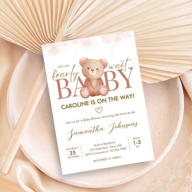 Convite Podemos Ampliar O Chá de fraldas Do Urso (Teddy Bear Baby Shower Invitation)