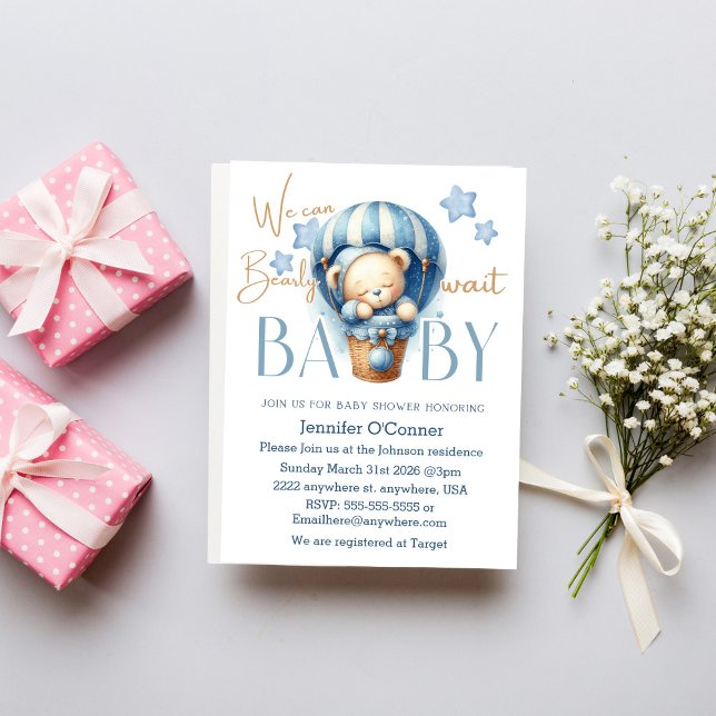Convite Podemos Esperar Blue Baby Shower. (Criador carregado)