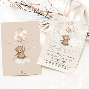 Convite Podemos Esperar Chá de fraldas De Balões De Urso