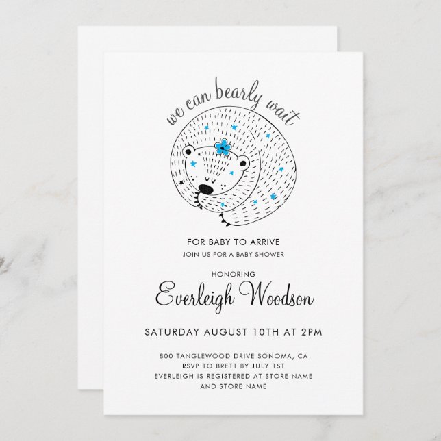 Convite Podemos Esperar Chá de fraldas De Bebê (Frente/Verso)