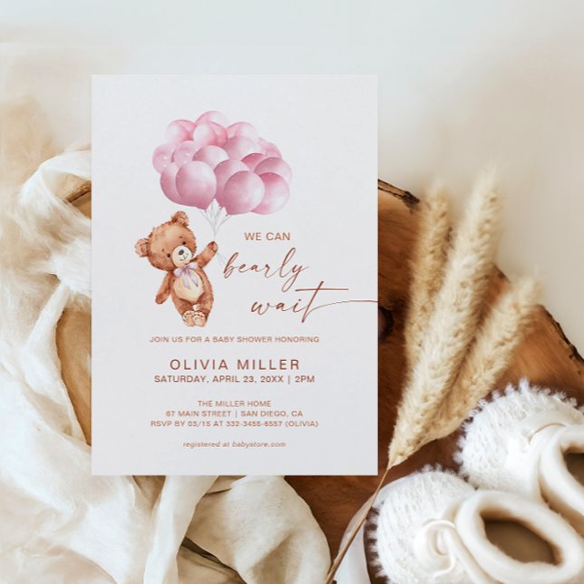 Convite Podemos Esperar Chá de fraldas De Urso De Balão Ro (Criador carregado)