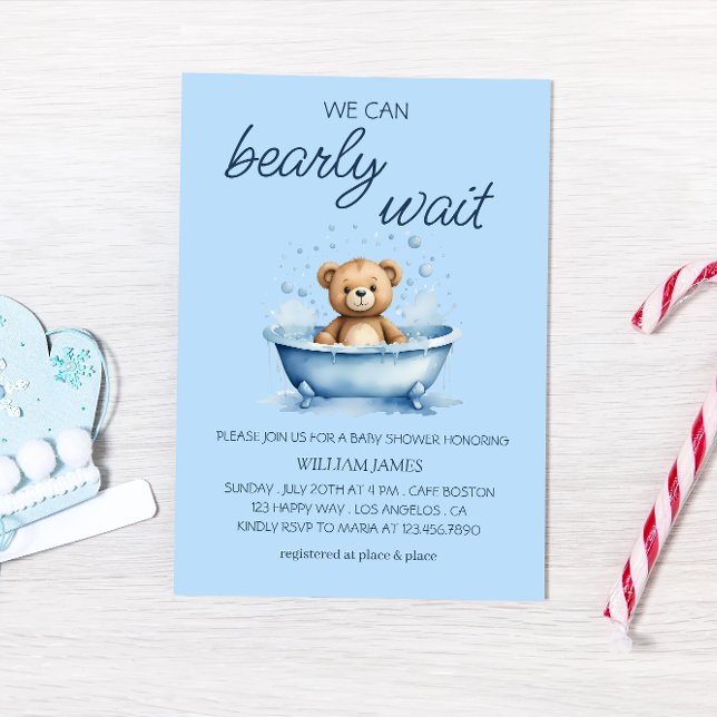 Convite Podemos Esperar - Chá de fraldas De Urso De Teddy (Criador carregado)