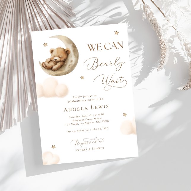 Convite Podemos Esperar Chá de fraldas de Urso Neutro do G (Criador carregado)