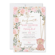 Podemos Esperar Chá de fraldas De Urso Rosa