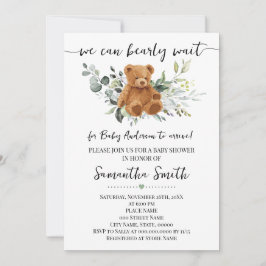 Convite Podemos Esperar Chá de fraldas De Urso Verde
