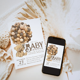 Convite Podemos Esperar Chá de fraldas Moderno do Urso