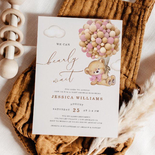 Convite Podemos Esperar Chá de fraldas Rosa (Criador carregado)