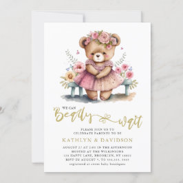 Convite Podemos Esperar Chá de fraldas Rosa Floral