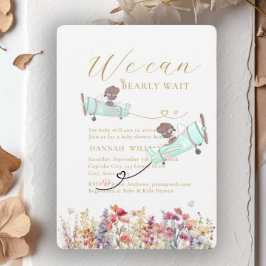 Convite Podemos Esperar! Flor selvagem, Chá de fraldas