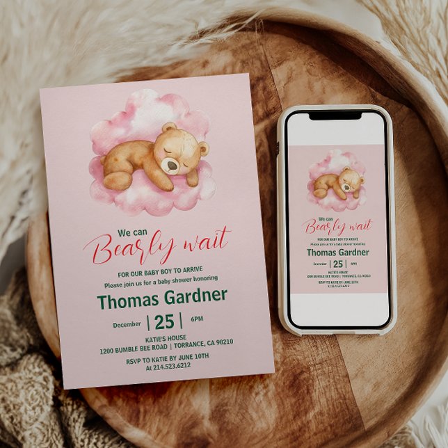 Convite Podemos Esperar, Garoto, Chá de fraldas De Urso Bo (Criador carregado)