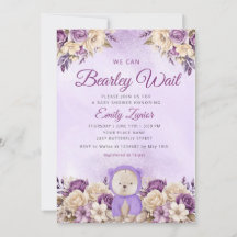 Podemos esperar muito chá de fraldas floral roxo